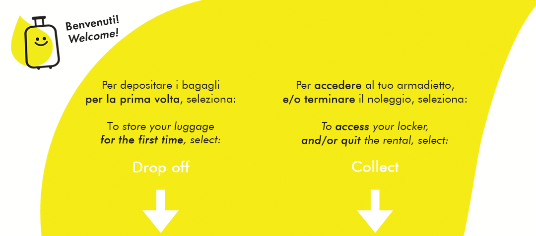 banner home page Bag Drop Luggage Self Storage Napoli - selziona DROP OFF o COLLECT